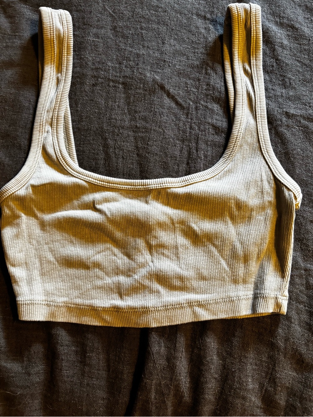 Zara Ribbed Crop Top | Size S | Cream Square Neck Sleeveless Bralette Style